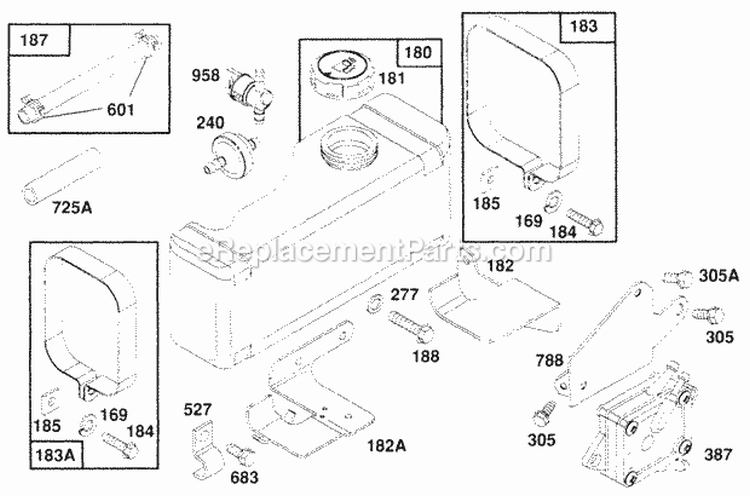 Fuel Tank Grp Diagram and Parts List for 257707-0127-01  Briggs and Stratton Engine